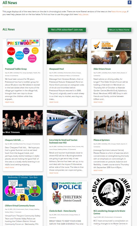 Prestwood Village Association News page