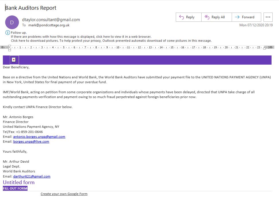 Click on the image to see a larger version of it. UN Scammer